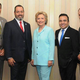 At last year’s joint convention of the National Association of Black Journalists and National Association of Hispanic Journalists: Alberto B. Mendoza, NAHJ executive director, left; Hugo Balta, convention co-chair and past NAHJ president; Democratic presidential candidate Hillary Clinton; NAHJ president Mekahlo Medina; and Francisco Cortés. (NAHJ)